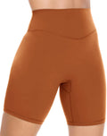 UEU High Waisted Sports Shorts for Women Tummy Control Workout Gym Yoga Shorts No Front Seam 5" Rust S