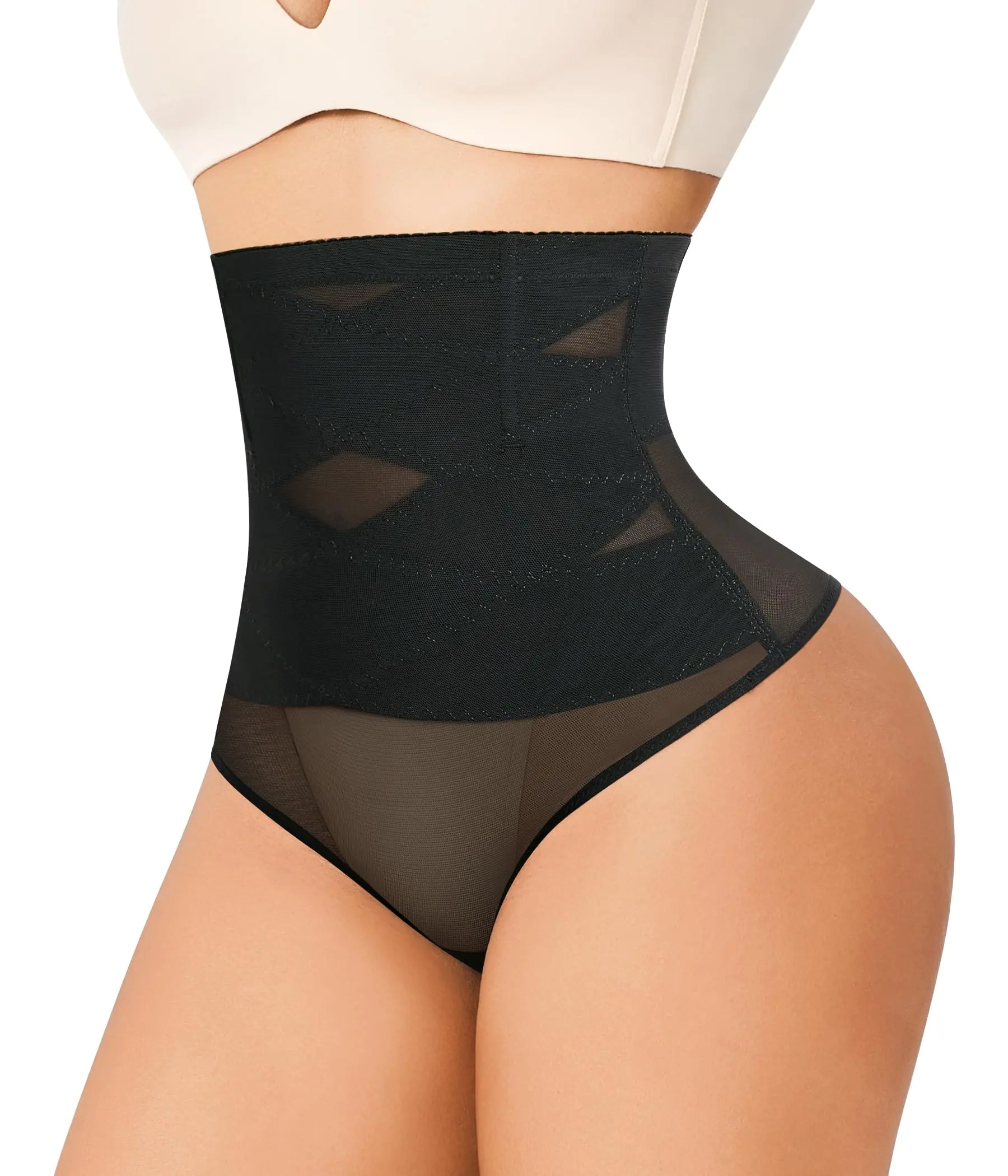 JOSERGO Thong Shapewear Tummy Control Shaping Underwear for Women High Waist Body Shaper - BlackLarge