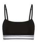 Harper Wilde Cloud Cotton Logo Bandeau Bralette - Ultra-Soft Breathable Cotton Bralette with Adjustable Straps & Elastic Band Black